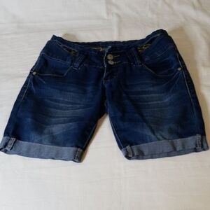 Blue Denim Shorts with Cheetah Print‎ Accents